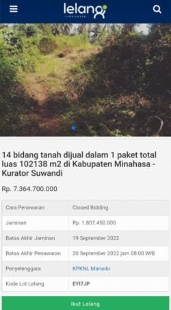 satgas | satgas | Tanah Dekat Manado Bermasalah Kurator Ngotot Lanjut Untuk Lelang