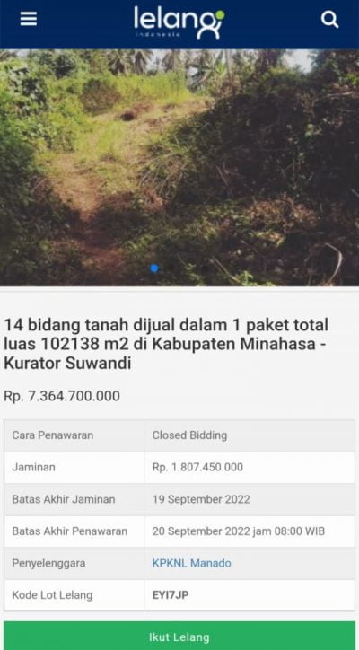 Tanah Dekat Manado Bermasalah Kurator Ngotot Lanjut Untuk Lelang | Tanah Dekat Manado Bermasalah Kurator Ngotot Lanjut Untuk Lelang