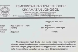 Surat Teguran Camat Jonggol